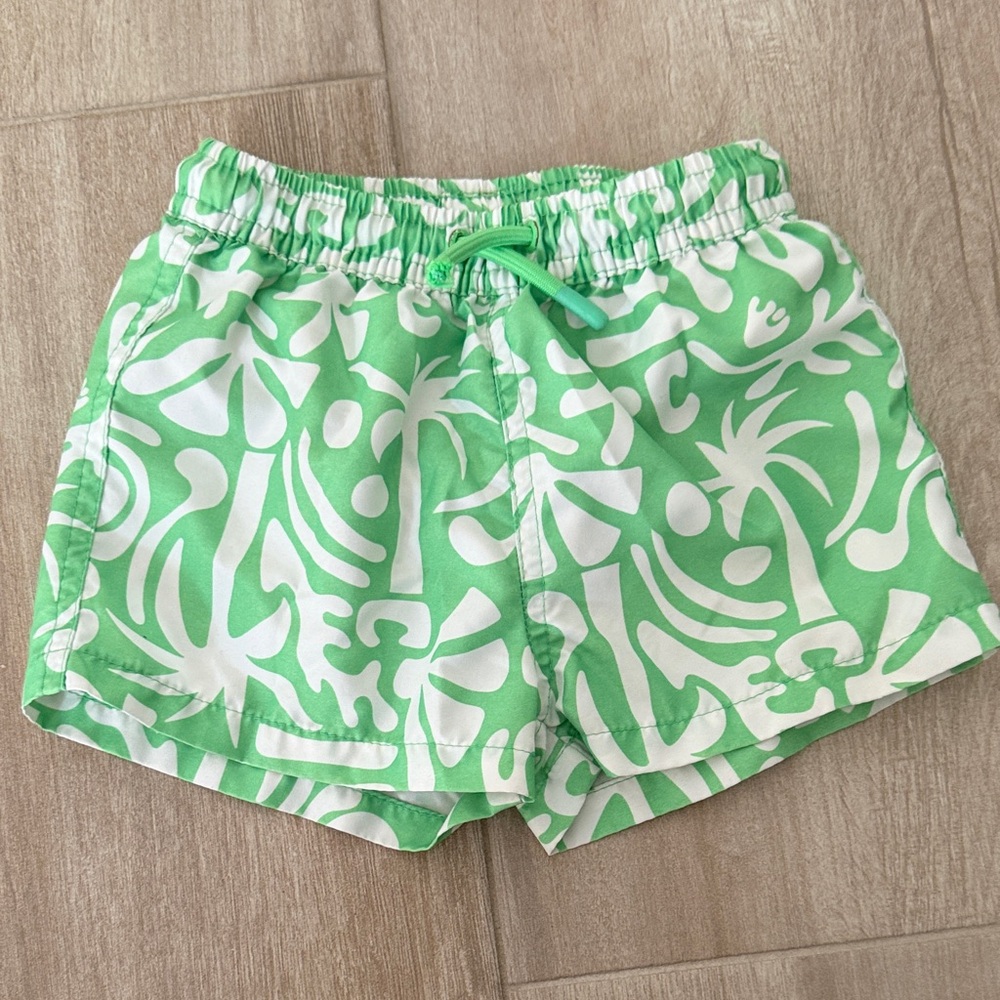 Zara Green and White Patterned Athletic Shorts